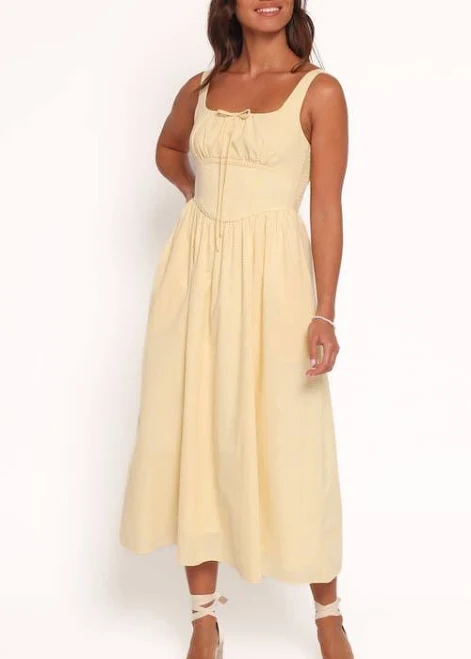 dress Petal & Pup Women's Kinslee Corset Cotton Blend Midi Dress Nordstrom $119