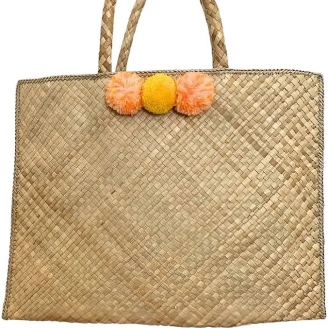 bag PINK HALEY Jennifer Pom Pom Oversized Straw Tote Nordstrom $88