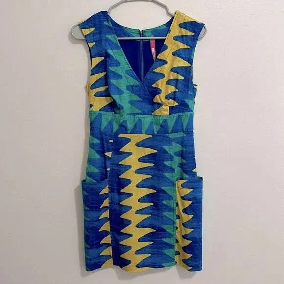 dress Plenty By Tracy Teese Blue Yellow Green Abstract Printed Mini Dress eBay - mamaerin $65