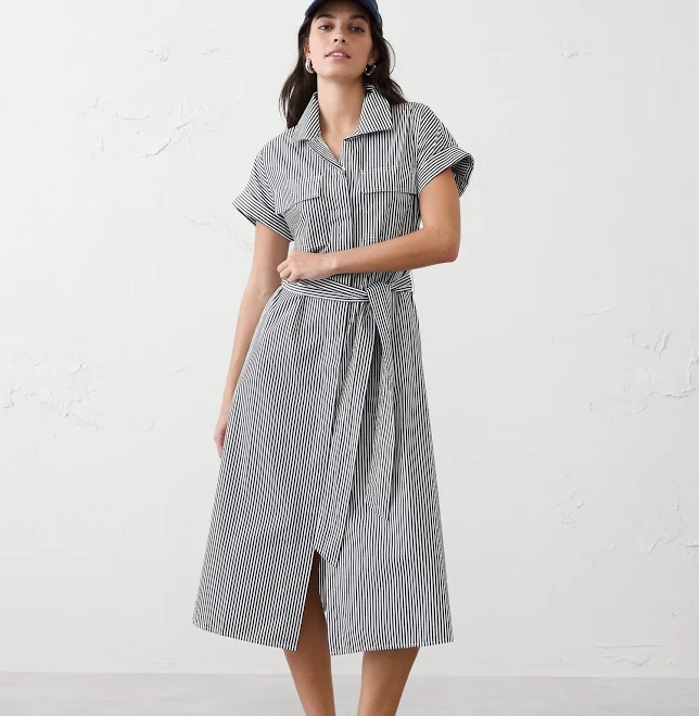 dress Poplin Utility Midi Shirtdress Banana Republic Factory $70
