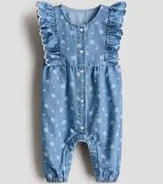 romper Printed Denim Romper Suit - Denim blue/floral hm.com $29.99