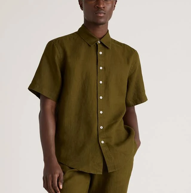 matching set Quince Men's Relaxed European Linen Short Sleeve Shirt Quince $34