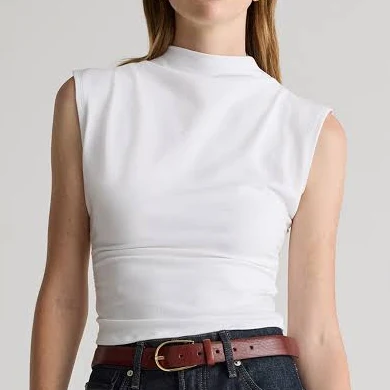 top Quince Women's Stretch Cotton Jersey Sleeveless Mock Neck Top Quince $19.9