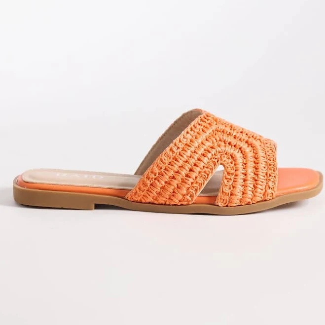 shoes RAID flat slide sandals in orange raffia ASOS $49