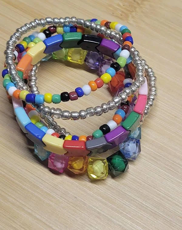 accessory Rainbow Beaded Bracelet Stack Etsy - Seller $15