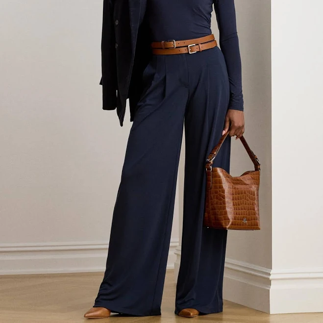 pants Ralph Lauren Women's Pleated Stretch Jersey Wide-Leg Pants Macy's $155