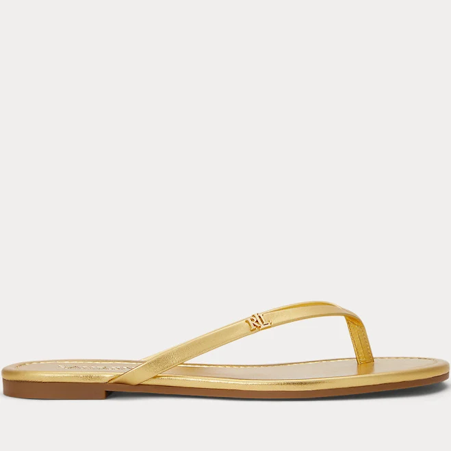 shoes Ralph Lauren Women's Raquel Metallic Leather Flip-Flops Ralph Lauren $85