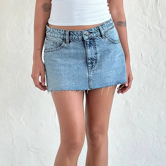 skirt Raw Hem Denim Mini Skirt Motel Rocks USA $66