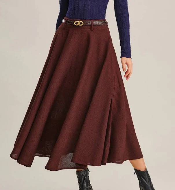 skirt Rihoas Women's A-Line Pocket Midi Skirt Rihoas $29.99
