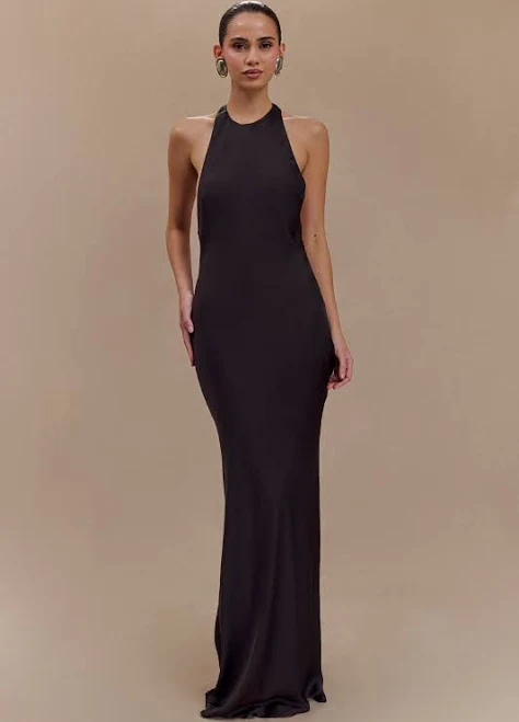 dress Rinna Satin Halter Maxi Dress meshki.us $179