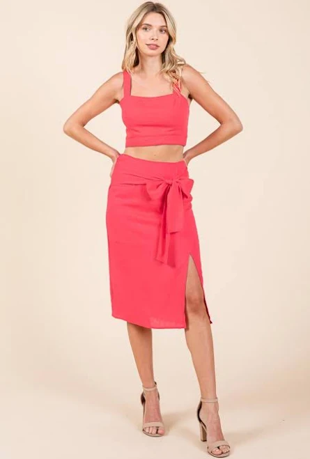 matching set Rolypoly Linen Crop Cop and Pencil Skirt Set Shoptiques | Shop Local Boutiques $69