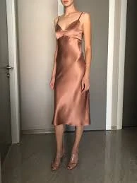 dress Rose Gold Silk Satin Midi Length Slip Dress,Adjustable Spaghetti Straps,Pale Pink Date Night Sexy Outfit,Blush Pink Bridesmaids Engagement Etsy $135