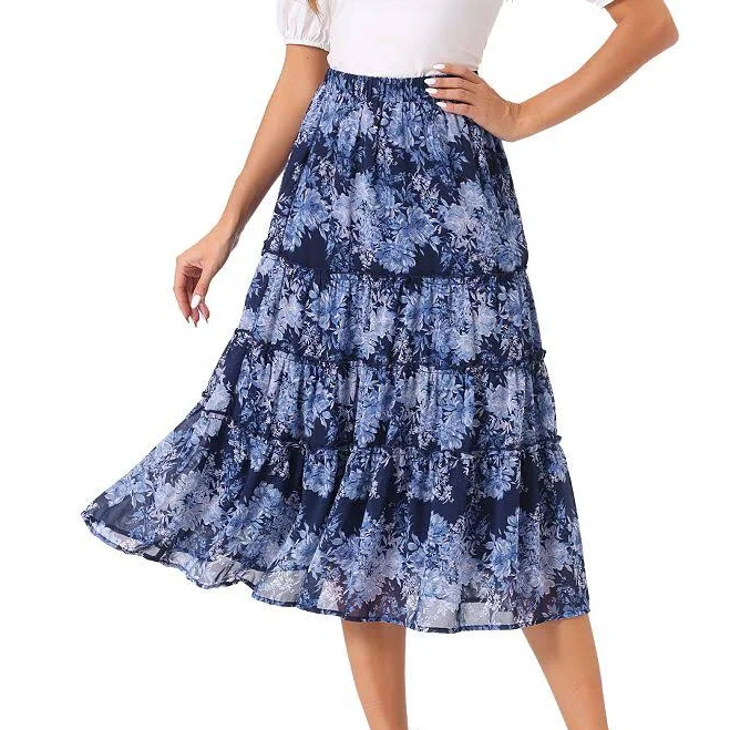 skirt Ruffle Boho Floral Chiffon Tiered Midi Skirt Kohl's $39.99