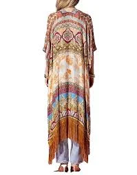 kimono Ruggine Kimono Cairo Damask Floral Jacquard Rust Ivory Boho Long Tassel Fringe eBay $29.99