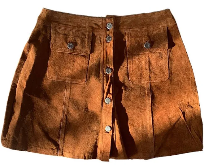 ultra-mini Rust Color Leather Suede A-line Mini Skirt eBay $18