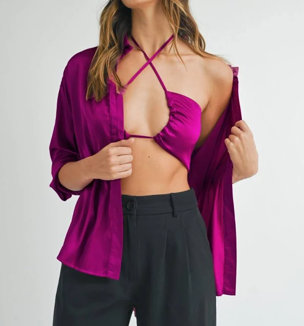 matching set Satin 2 Piece Top Set shopatstash.com $68