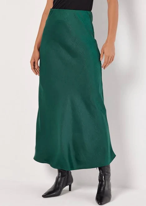 skirt Satin Bias Midaxi Skirt - Sincerely Betty S / Emerald Green Sincerely Betty $84