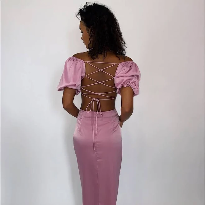 matching set Satin Bra Top and Midi Skirt Set Poshmark $24