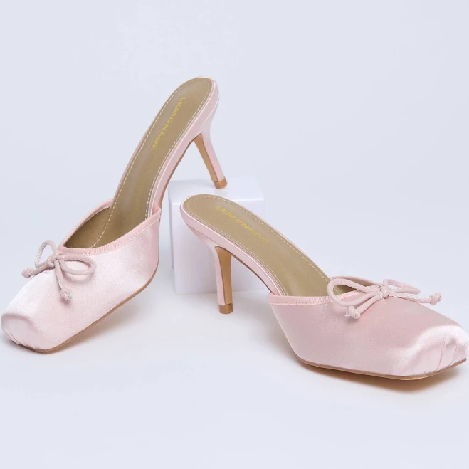 heels Satin Mule Kitten Heels Unique Vintage $48