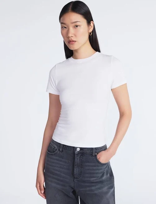 top Scoop Women's Stretch Cotton Blend Baby Tee with Short Sleeves Walmart $5.4