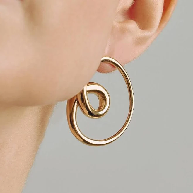 accessory Sculptural Statement Swirl Hoop Earrings Etsy - Seller $65