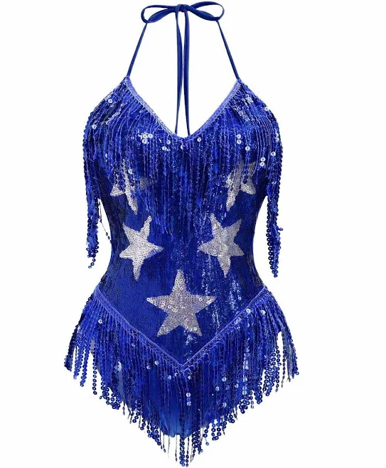 rave outfit Sequin Fringe Star Sparkle Halter Bodysuit Etsy - Seller $1600