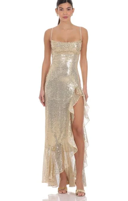 rave outfit Sequin Ruffle Maxi Dress LUCY IN THE SKY $89.9