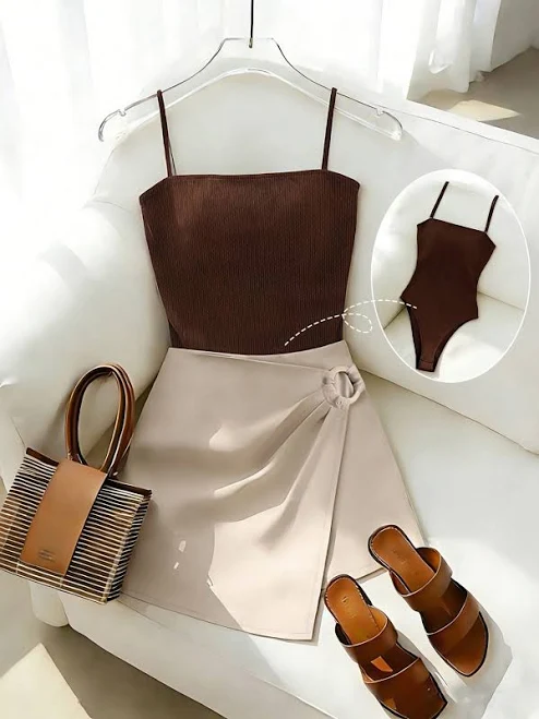 set SHEIN Women's Casual Strappy Top and Wide Leg Pants Shein $18.89