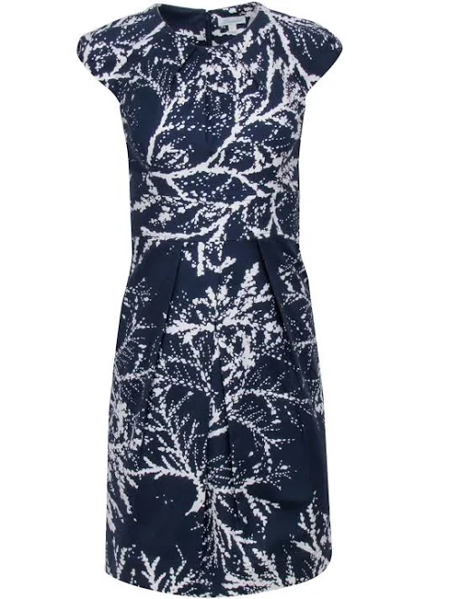 dress Shoshanna Navy & White Print Cap Sleeve Sheath Dress Sz Current Boutique $128.99