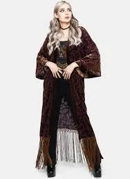 kimono Sienna Devore Fringe Kimono Disturbia $97