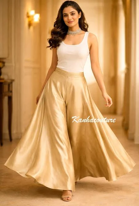 pants Silk Flowy High Waist Wide Leg Palazzo Pants Etsy - KanhaCouture $39