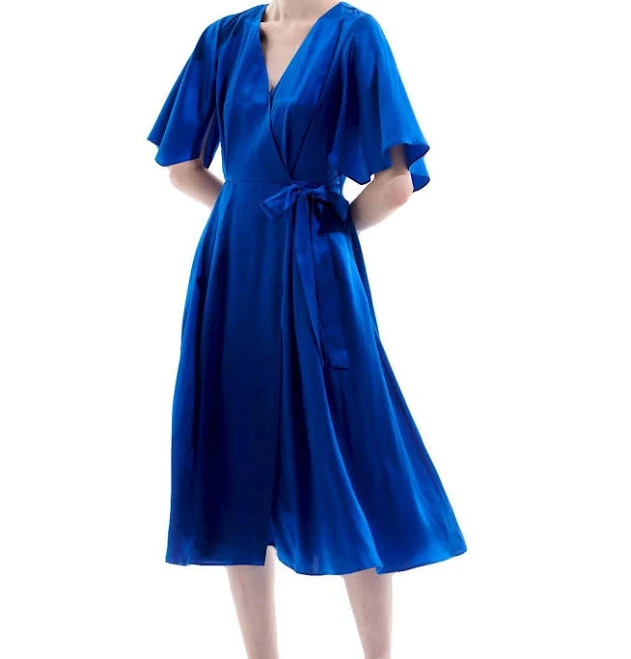 dress Silk Wrap Midi Dress with Flutter Sleeves btkcollection.com $450