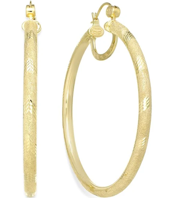 accessory Simone I. Smith 18K Gold Over Sterling Silver Laser and Diamond-Cut Hoop Earrings Macy's $175