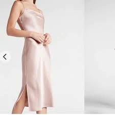 dress Size Small Blush Pink Express Satin Cowl Neck Midi Slip Poshmark $58