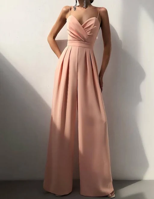 jumpsuit Spaghetti Strap Wide Leg Jumpsuit with Pleated Waist Mondressy $26.99
