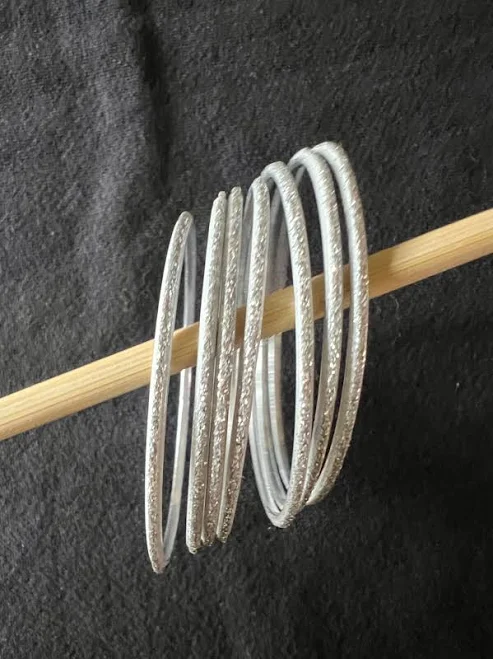 accessory Stacking Sterling Silver Thin Bangles Boho Hammered Bangle Sets Set eBay $8