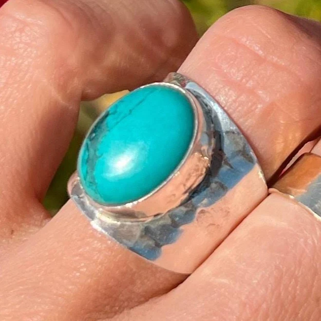 accessory Sterling Silver Boho Turquoise Chunky Cocktail Ring Etsy - BohoMagicSilver $47.16