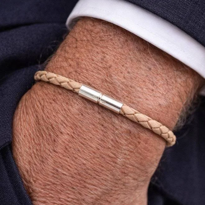 accessory Sterling Silver Braided Leather Bracelet Etsy - CarlaMarieJewellery $35.33