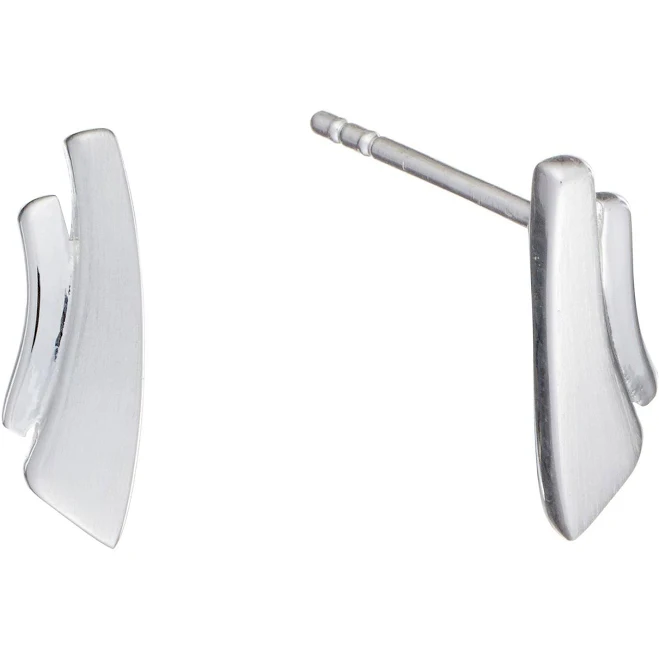 accessory Sterling Silver Curved Double Bar Stud Earrings 925silverly.com $33