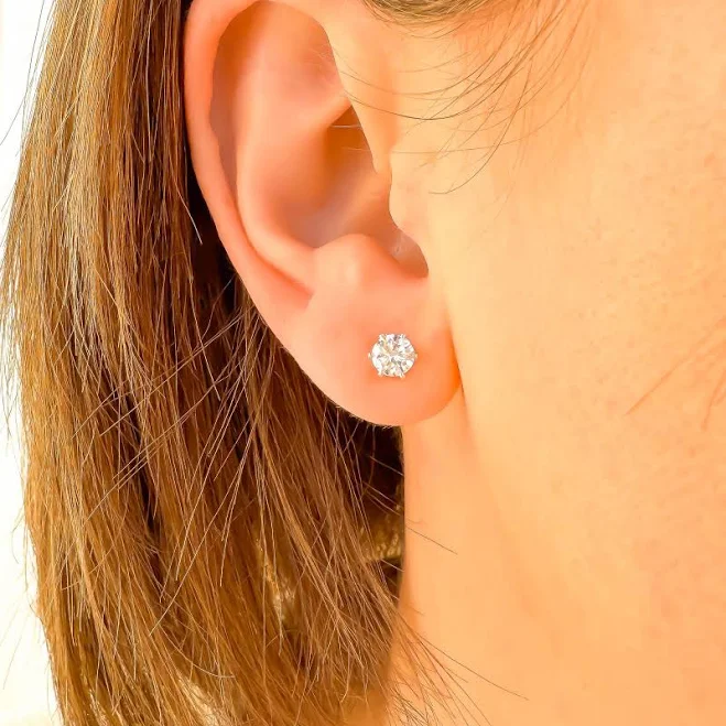 accessory Sterling Silver CZ Stud Earrings Etsy - hoopsbyhand $19.3
