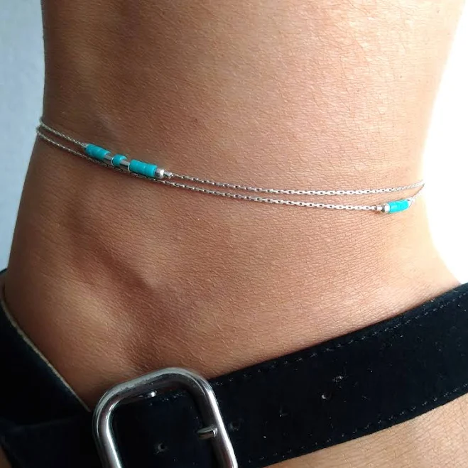 accessory Sterling Silver Dainty Ankle Bracelet Etsy - NicteShop $55.94