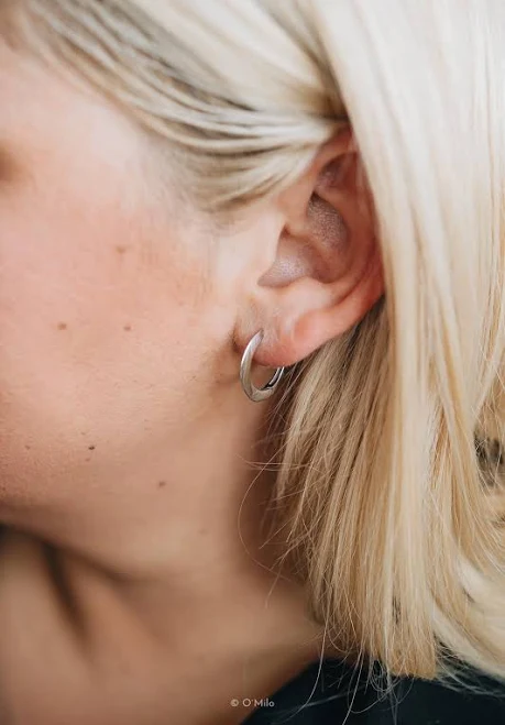 accessory Sterling Silver Geometric Huggie Hoop Earrings Etsy - Seller $97.8