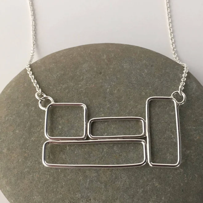 accessory Sterling Silver Geometric Rectangular Cluster Necklace Etsy - shinybitsjewelry $81.8