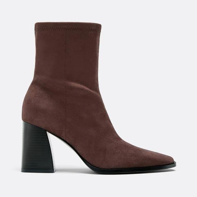 shoes Stradivarius Faux Suede Block Heel Ankle Boots Stradivarius $69.9