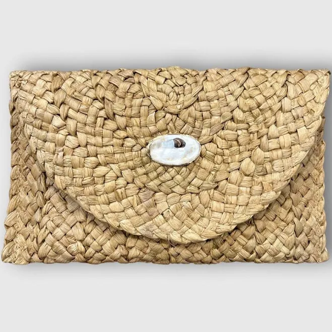 bag Straw Clutch Purse with Oyster Shell Etsy - Seller $45
