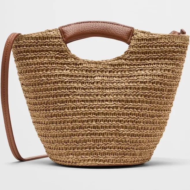 bag Straw Mini Bucket Crossbody Banana Republic Factory $55