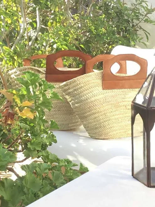 bag Straw Tote with Leather Handles Zahra Birmingham $44.4