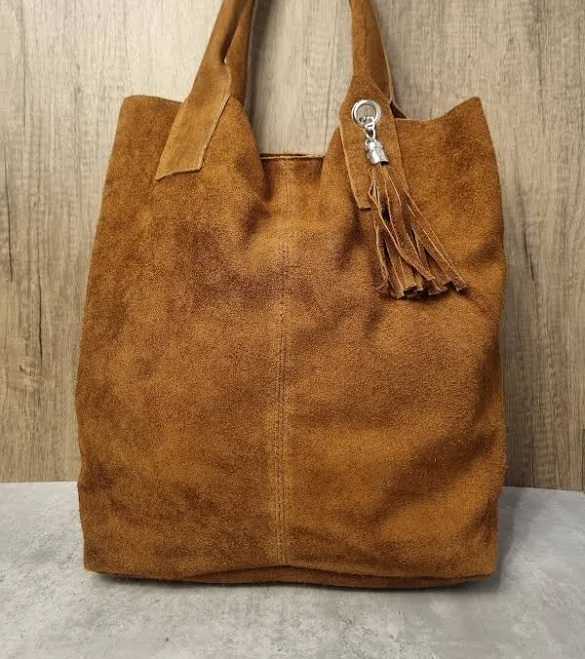 bag Suede Leather Slouch Hobo Tote Bag with Tassel Etsy - Seller $66.04