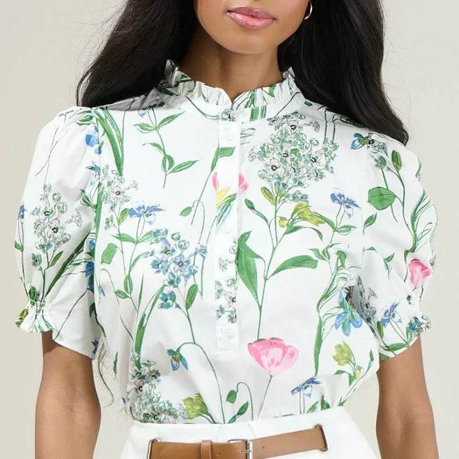 top Sugarlips Clove Garden Floral Puff Sleeve Top Sugarlips $69
