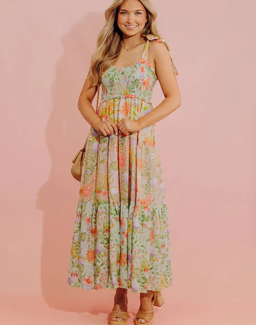 dress Sweet Moments Floral Tiered Maxi Dress Impressions Boutique $84